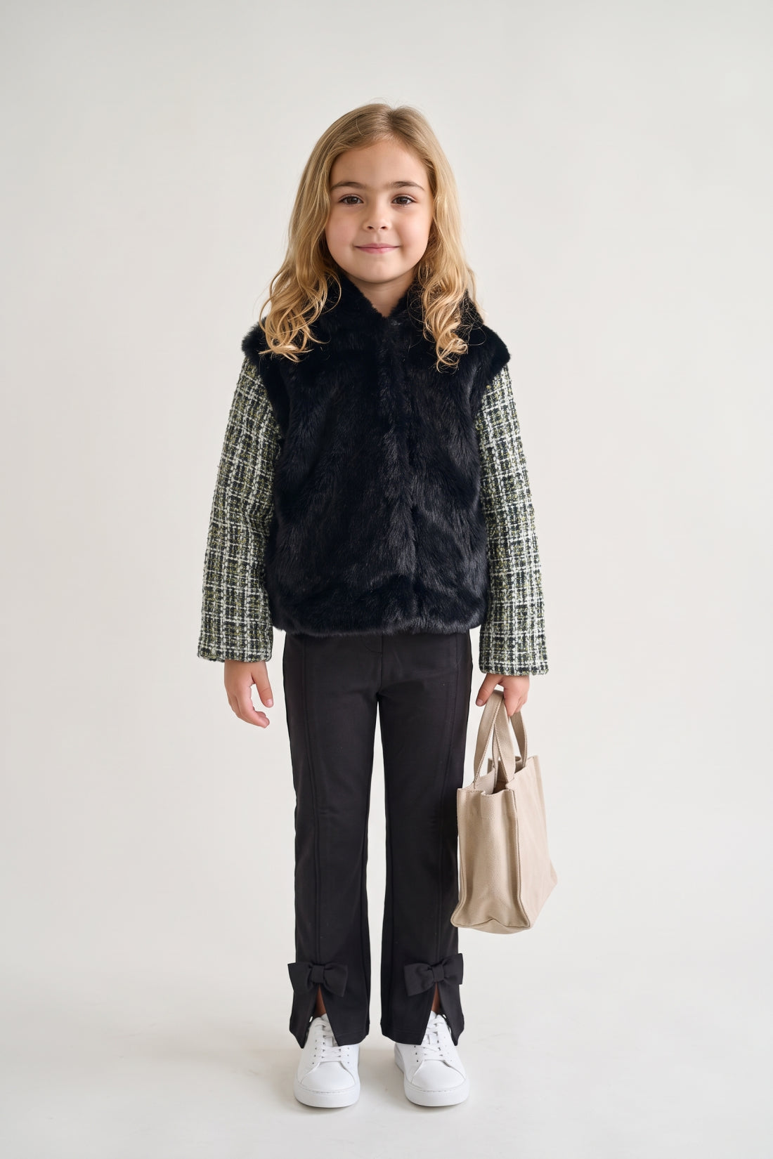 Black Fur Hooded Full Sleeve Jacket