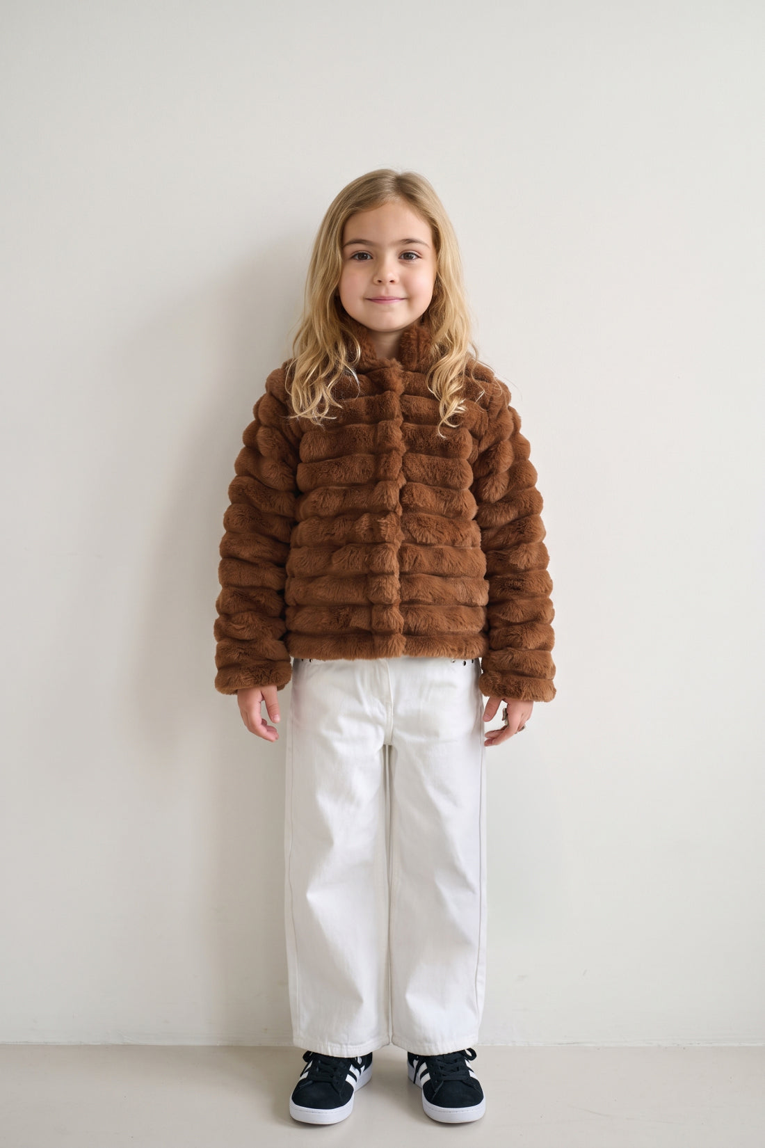 Brown Faux Fur Button Front Jacket