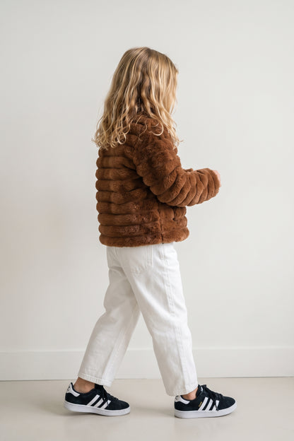 Brown Faux Fur Button Front Jacket