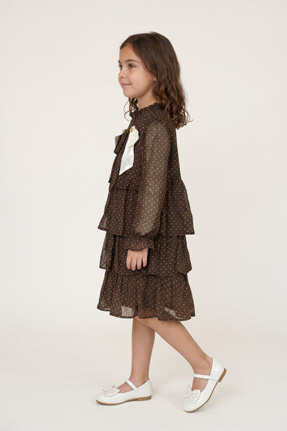 Multi Printed Chiffon Half Sleeve Dress