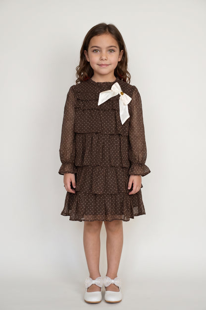 Multi Printed Chiffon Half Sleeve Dress