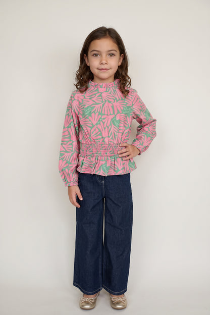 Girls Multicolour Printed Bubble Crepe Top