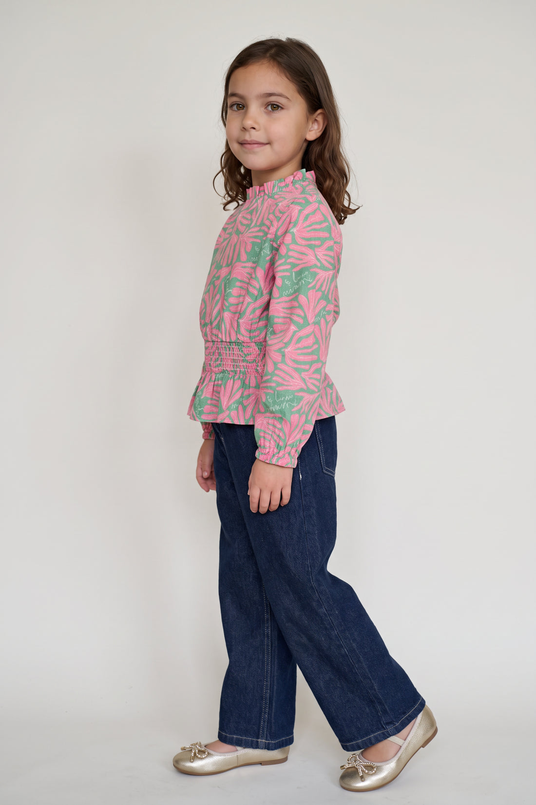 Girls Multicolour Printed Bubble Crepe Top