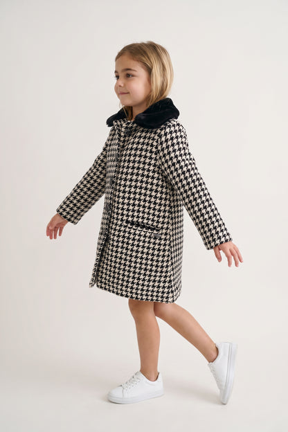 Girls Multicolour Boucle Satin-Lined Buttoned Overcoat