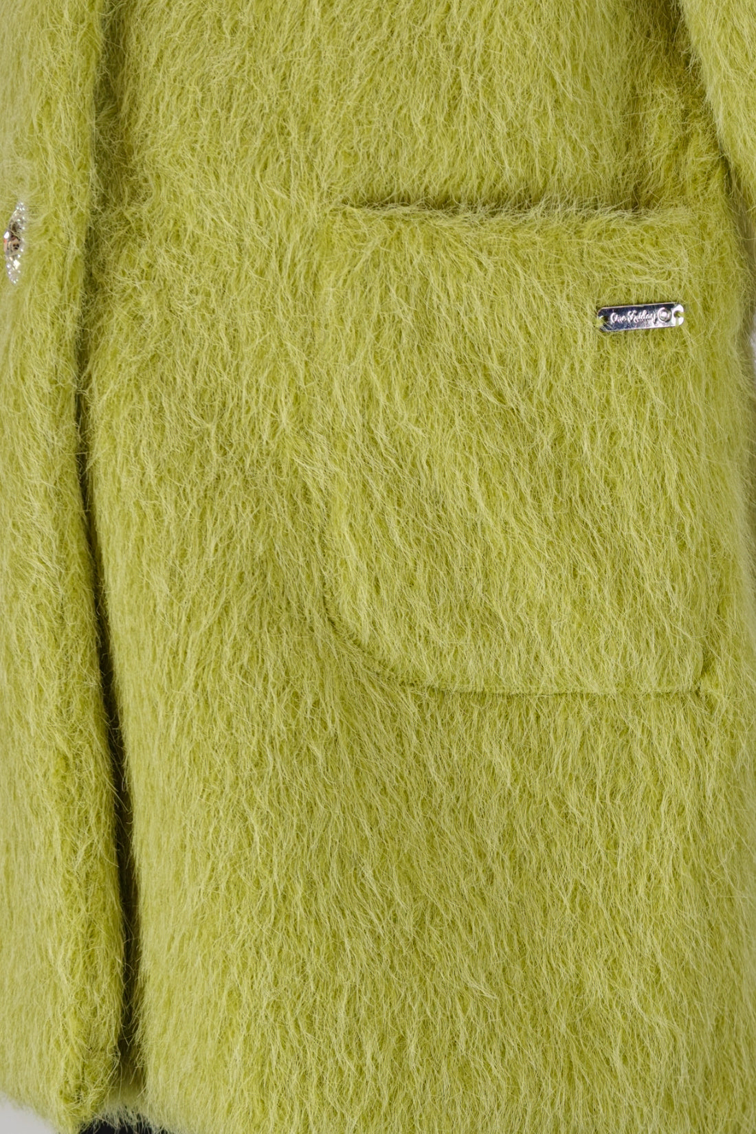 Girls Green Boucle Peter Pan Collar Overcoat