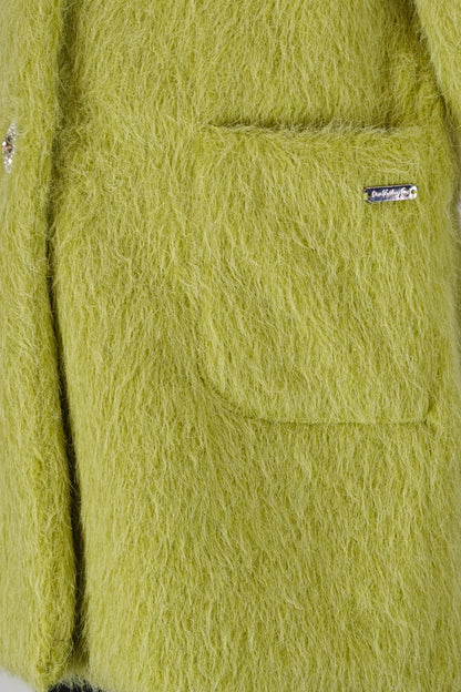 Girls Green Boucle Peter Pan Collar Overcoat