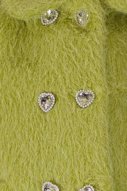 Girls Green Boucle Peter Pan Collar Overcoat