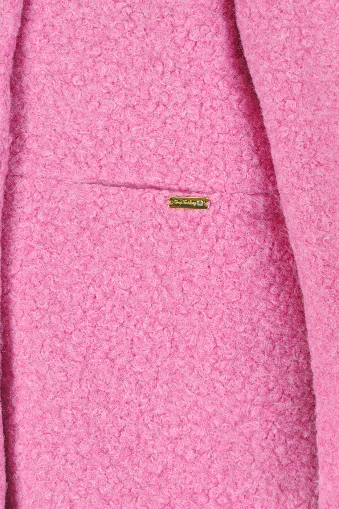Girls Pink Boucle Satin-Lined Buttoned Overcoat