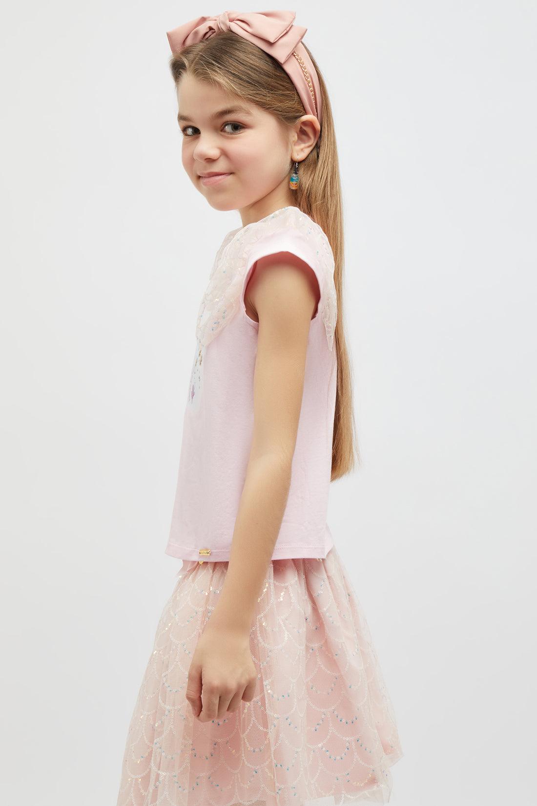 One Friday Pink top Ruffle Shoulders - One Friday World