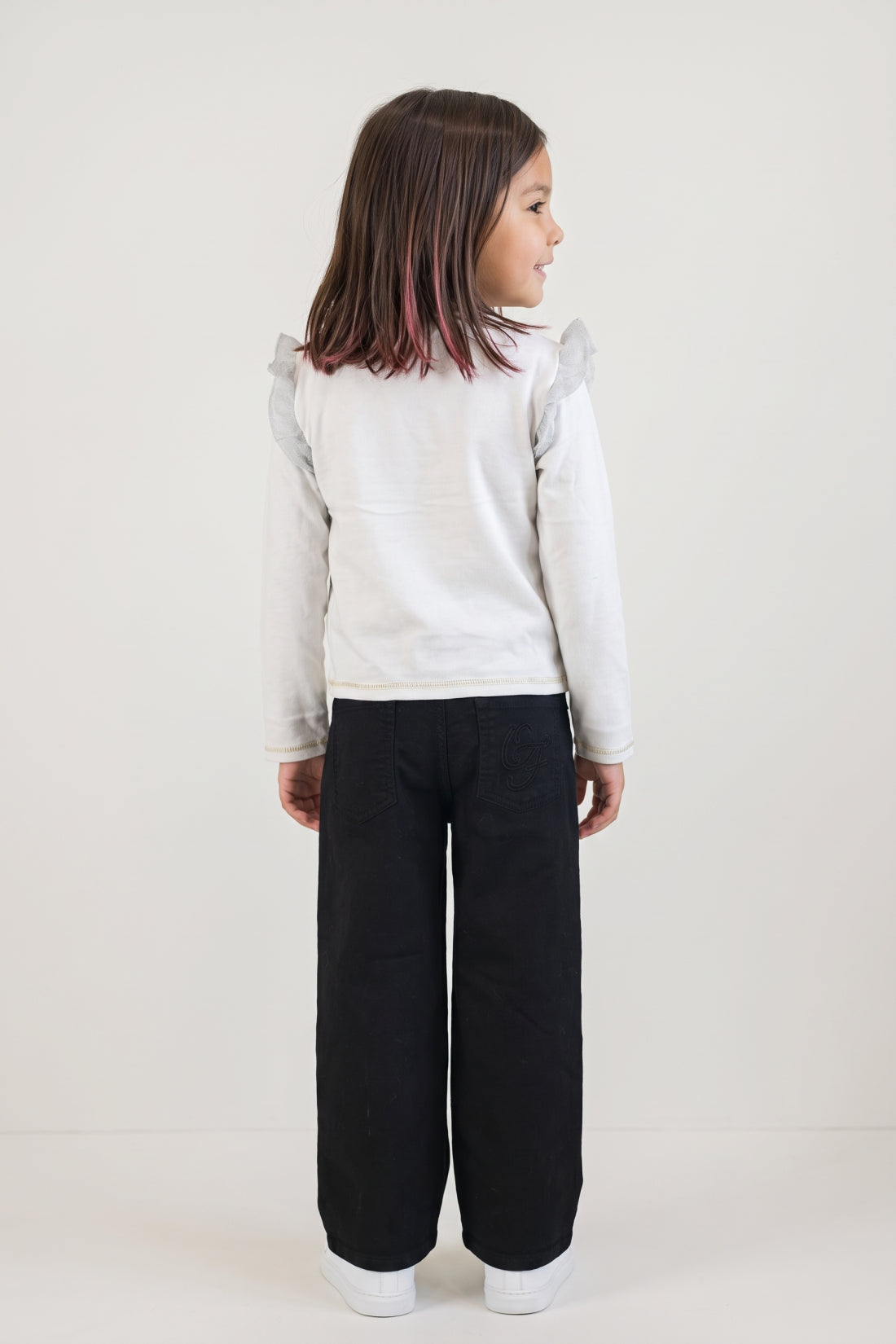 Girls White Embroidered French Terry Sweatshirt