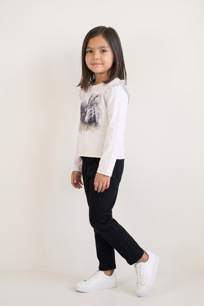 Girls White Embroidered French Terry Sweatshirt