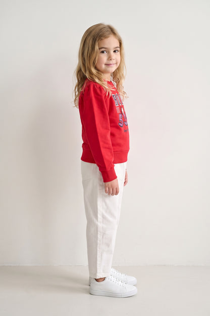 Girls White Studded Denim Zip Jeans