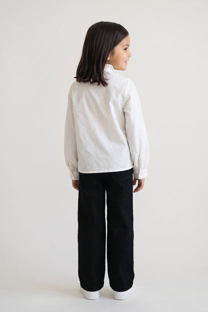 Girls White Cotton Poplin Full Sleeve Top