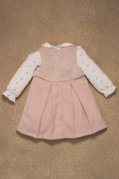 One Friday Baby Girls Pink Heart Print Dress With Top