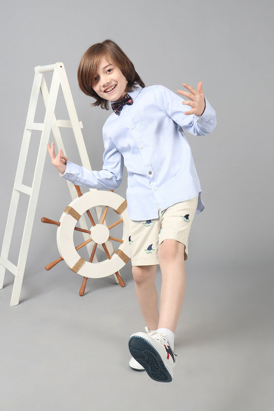Kids Boys 100% Cotton Full Sleeves Shirt With Bow