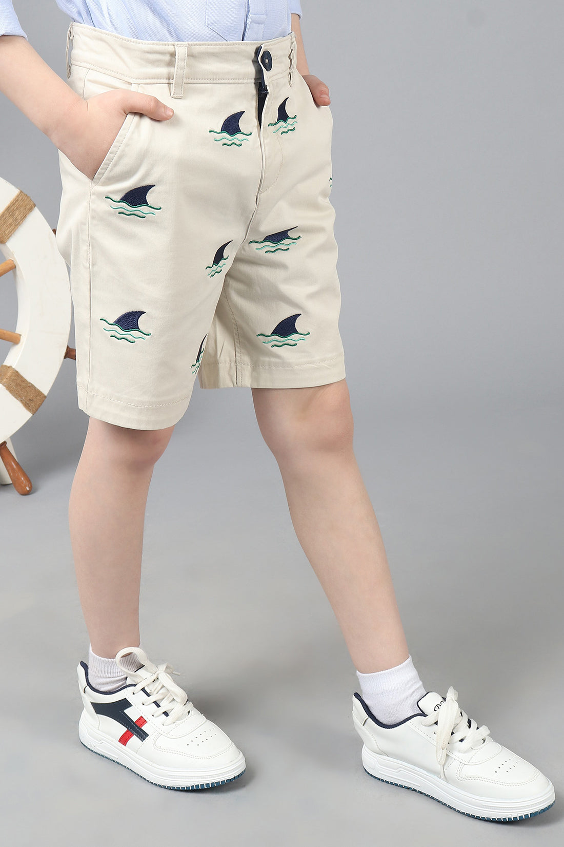 One Friday Kids Boys Beige Cotton Shorts