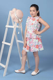 One Friday Kids Girls Beige Printed Tiered Skirt With Elasticated Waistband