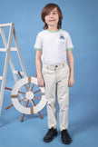 One Friday Kids Boys 100% Cotton Beige Cotton Trouser With Side & Back Pockets