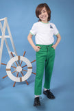 One Friday Kids Boys Green Embroidered Jeans
