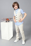 One Friday Kids Boys Beige 100% Cotton Waistcoat with Avengers Embroidery - One Friday World
