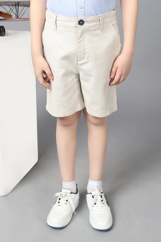 Kids Boys Beige 100% Cotton Avengers Shorts with Pocket