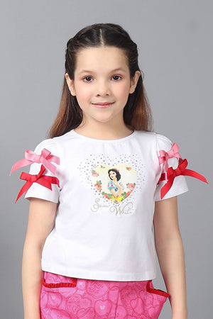 One Friday Kids Girls Disney Snow White Printed Embellished Round neck Top