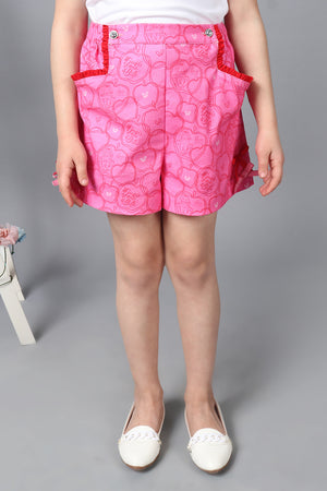One Friday Kids Girls Pink Cotton Shorts with Insert Pockets