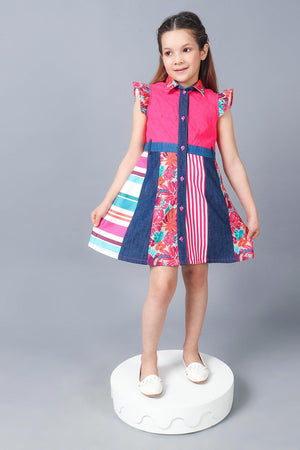 One Friday Kids Girls Prints and Patterns Pink Dress - One Friday World