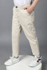 One Friday Kids Boys Beige Stretchable Cotton Trouser With Embroidery and Side Pockets