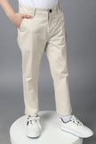 One Friday Kids Boys Beige Stretchable Cotton Trouser With Embroidery and Side Pockets - One Friday World