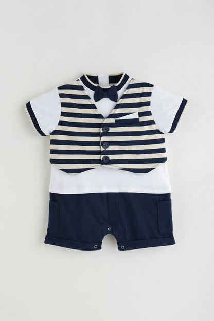 Kids Boys Blue Short Sleeve Printed Clothing Set By One Friday