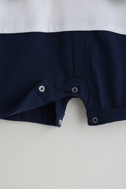 Kids Boys Blue Short Sleeve Printed Clothing Set By One Friday