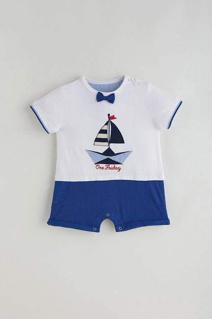 Kids Boys White Regular Half Sleeve Solid Onesie By One Friday