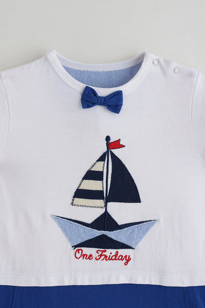 Kids Boys White Regular Half Sleeve Solid Onesie By One Friday