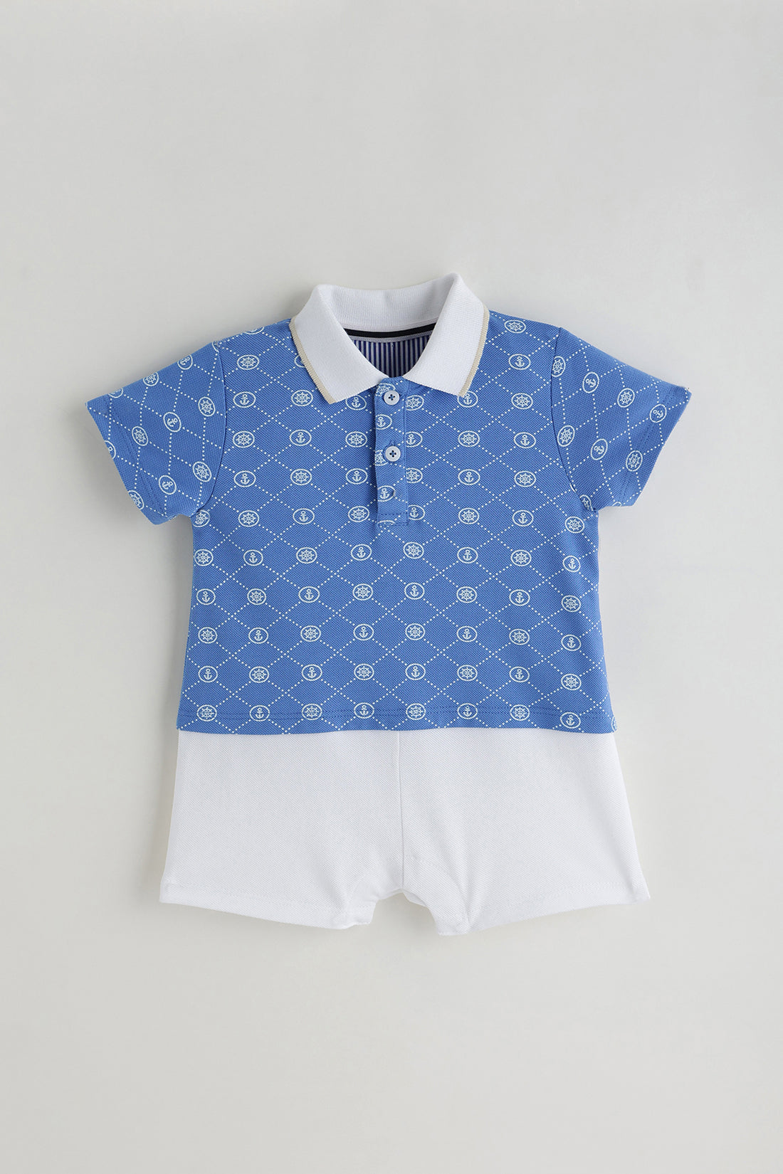 Kids Boys Blue Regular Short Sleeve Printed Onesie By One Friday