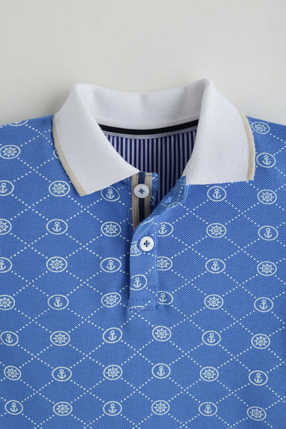 Kids Boys Blue Regular Short Sleeve Printed Onesie By One Friday