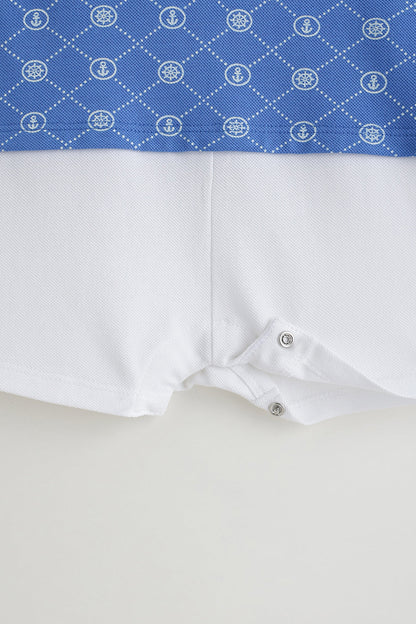 Kids Boys Blue Regular Short Sleeve Printed Onesie By One Friday