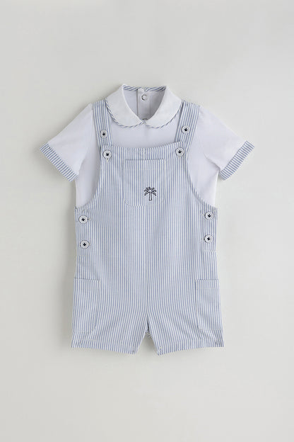 Kids Boys Aqua Color Half Sleeve Clothing Set By One Friday