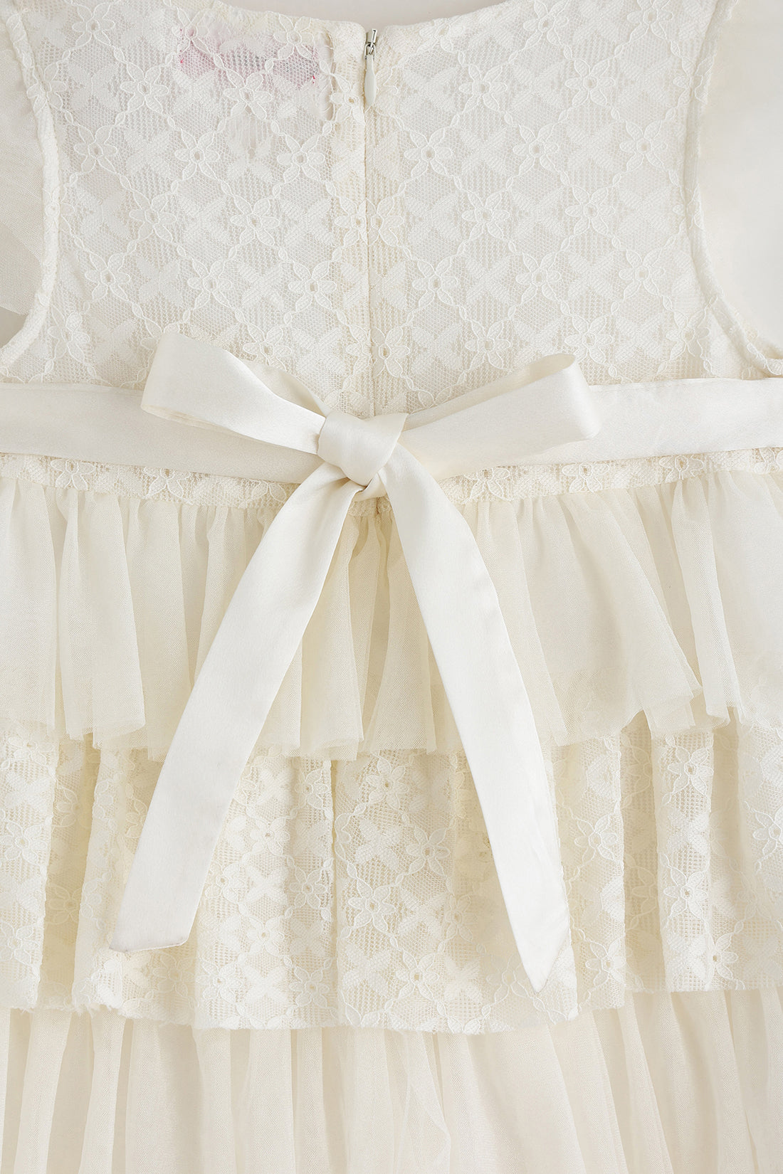 Kids Girls Off-White Fit and Flare Sleeveless Solid Dress by One Friday