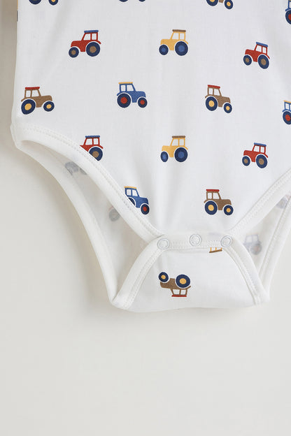 Kids Boys White Regular Full Sleeve Printed Romper By One Friday