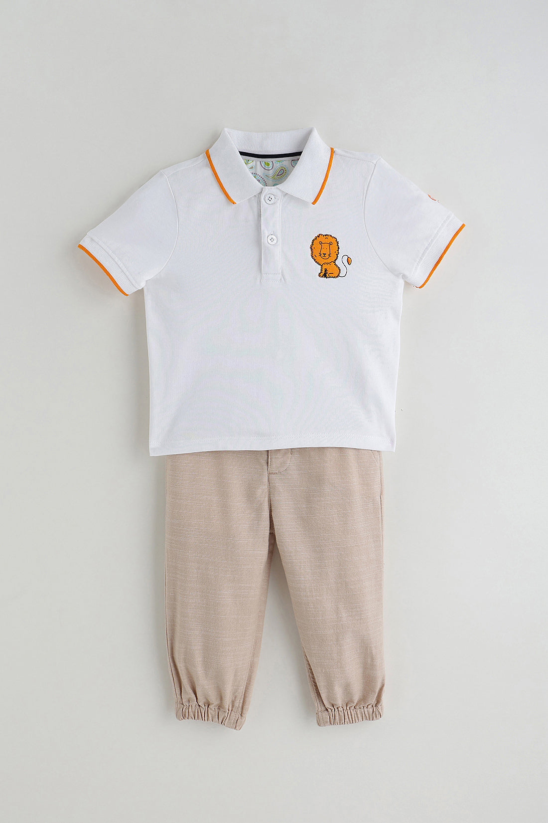 Baby Boys White Polo Neck Cotton T-Shirt