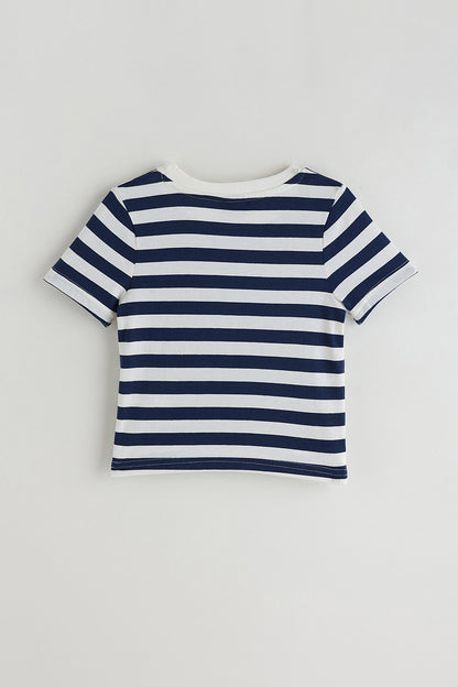 Kids Boys Blue Regular Half Sleeve Printed T-Shirt By One Friday