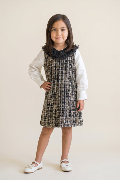 Girls Multi Boucle Round Neck Full Sleeve Dress