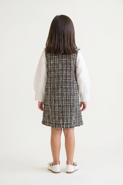 Girls Multi Boucle Round Neck Full Sleeve Dress