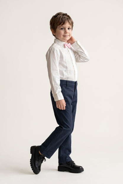Boys White Cotton Poplin Slim Fit Shirt