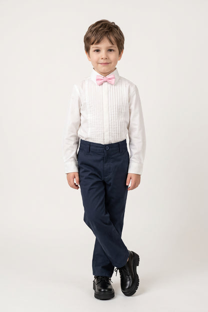 Boys White Cotton Poplin Slim Fit Shirt