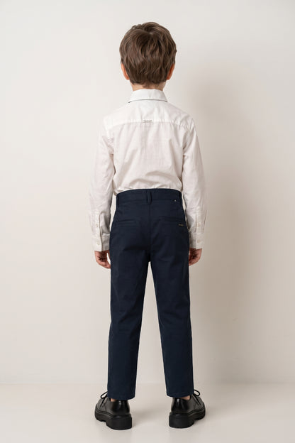 Boys White Cotton Poplin Slim Fit Shirt