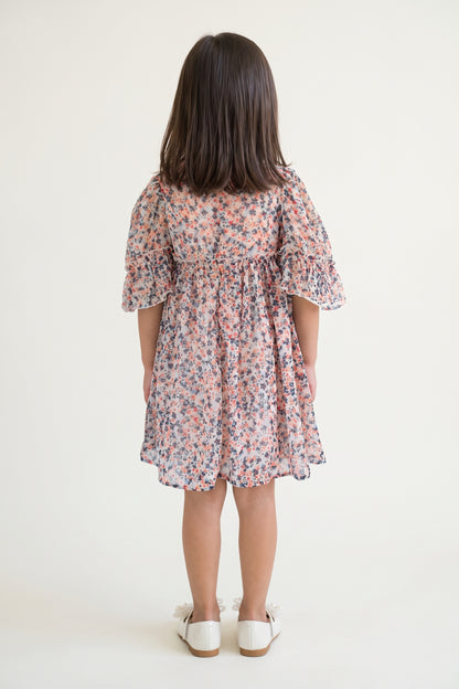 Girls Floral Print Cotton Summer Zip Dress