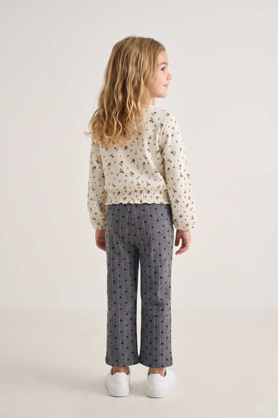 Girls Multicolour Printed Herringbone Zip Trousers