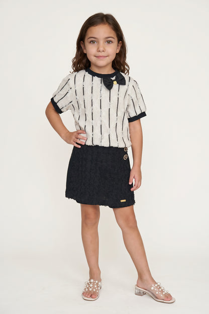 Girls Multicolour Lace Jacquard Knit Top